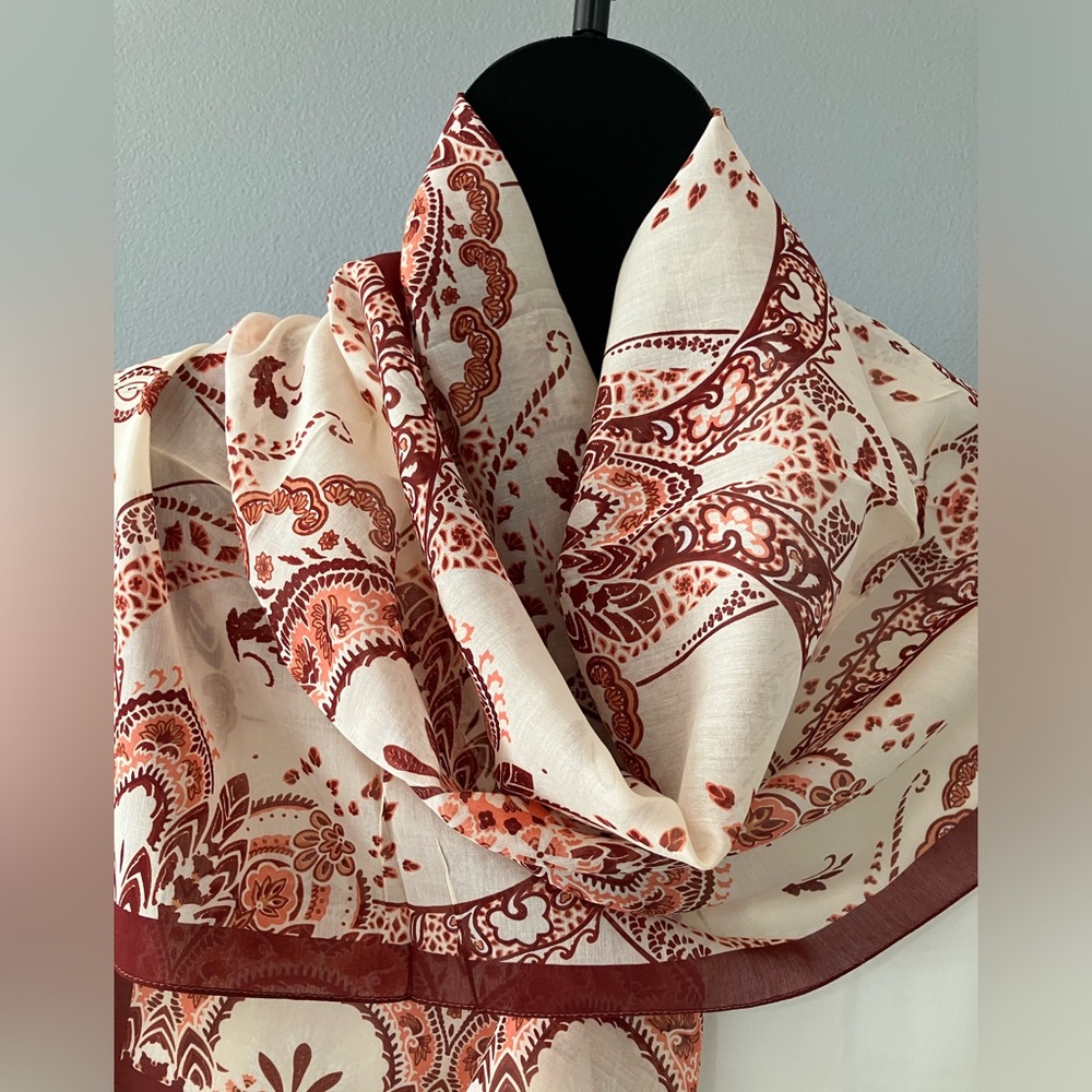Silk Cotton Blend Scarf Paisley print